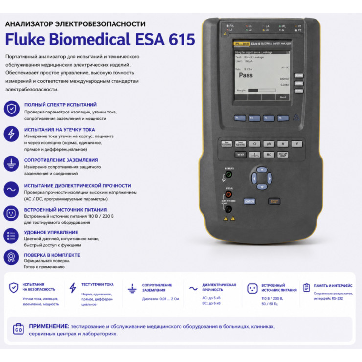 Fluke ESA 615 &mdash; автоматизированный анализатор электробезопасности