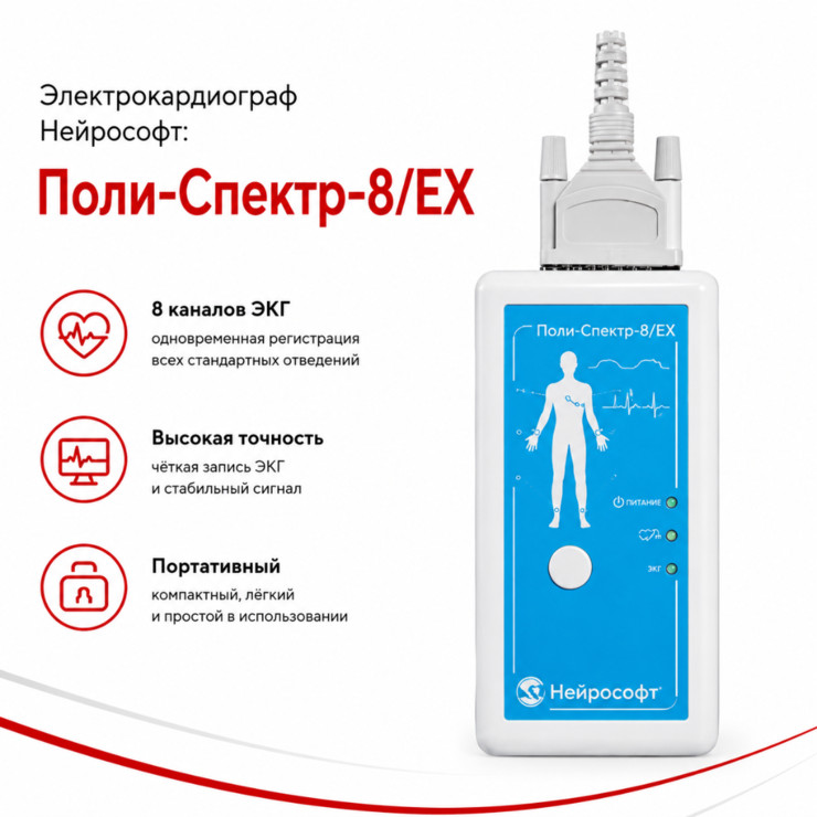 12-канальный беспроводной электрокардиограф Поли-Спектр-8/EX