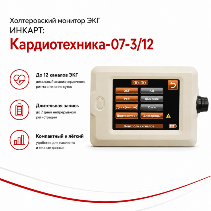 Холтеровский монитор ЭКГ Кардиотехника-07-3/12